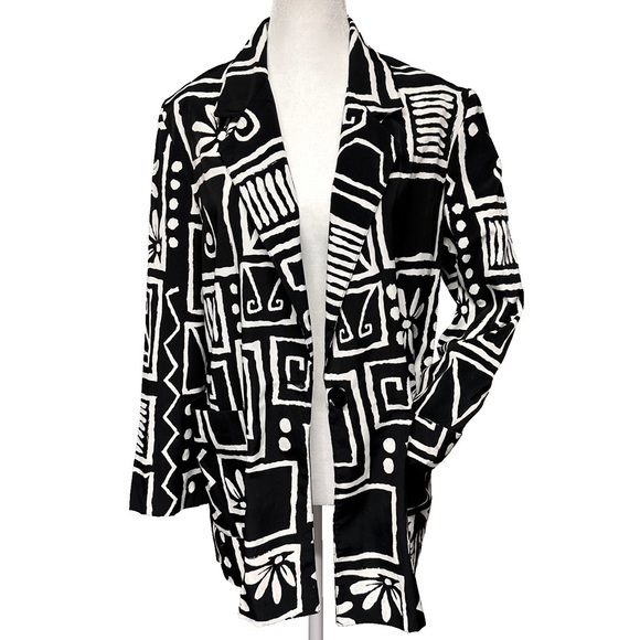 Michael Taylor Jackets & Blazers - Vintage 90s Oversized Soft Michael Taylor Geometric Long Button Jacket Blazer S